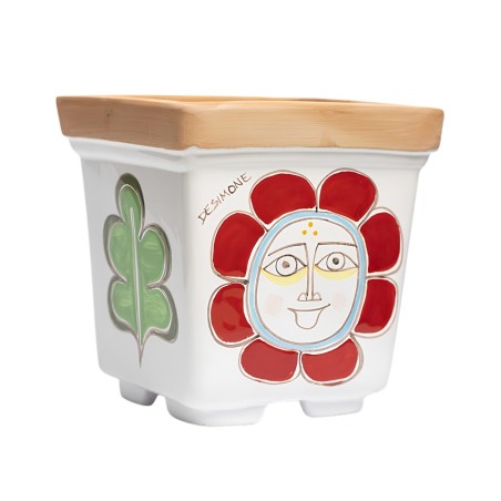 Vaso Porta Pianta Folk sole ceramiche artigianali de simone Vaso Porta Pianta Folk sole ceramiche artigianali de simone